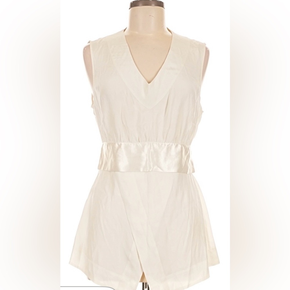 Soft Surroundings Ivory Silk Top with Subtle Sheen